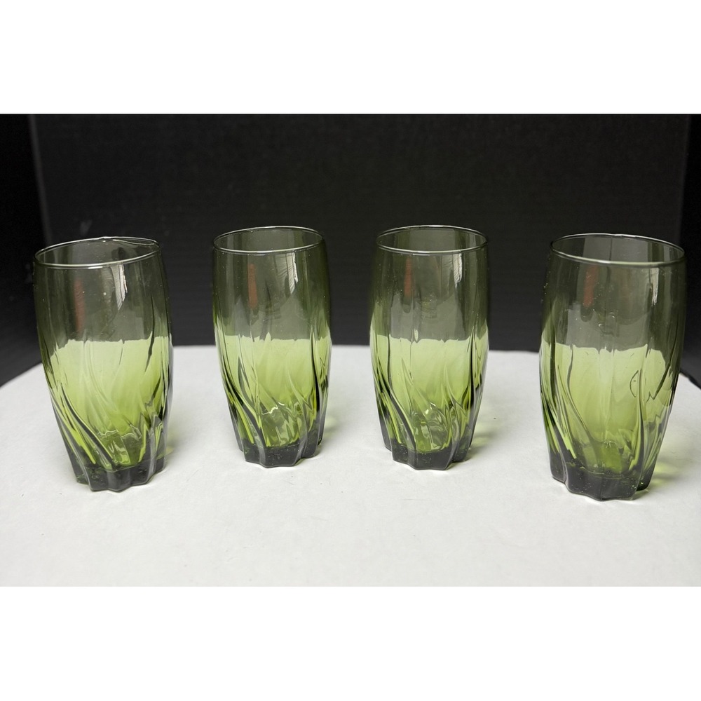 VTG Anchor Hocking Ivy Green Central Park Lane Set of 4 Ice Tea Glasses 16oz